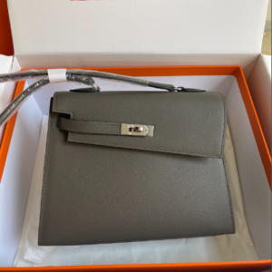 Hermes Kelly Pochette Handbag - Tin Gray 37910