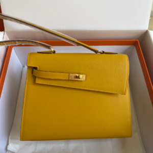 Hermes Kelly Pochette Handbag - Amber Yellow 42781
