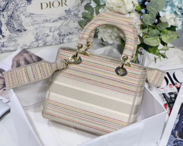 DIor Lady D Embroidery Series Handbag - Light Gold 57666 - Image 4