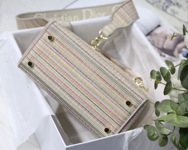 DIor Lady D Embroidery Series Handbag - Light Gold 57666 - Image 3