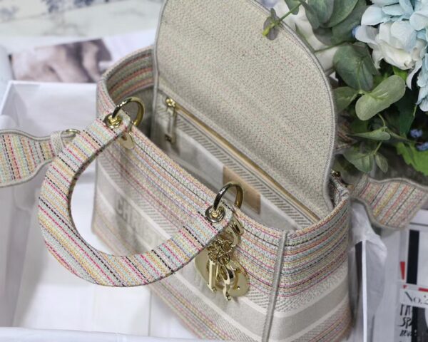 DIor Lady D Embroidery Series Handbag - Light Gold 57666 - Image 2