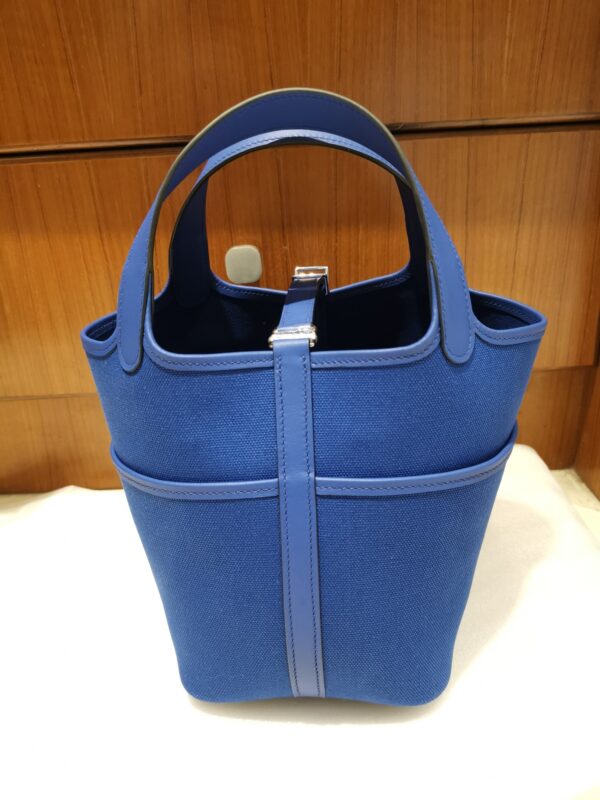 Hermes Cargo Picotin Vegetable Basket Spot Handbag - Blue 87426 - Image 5