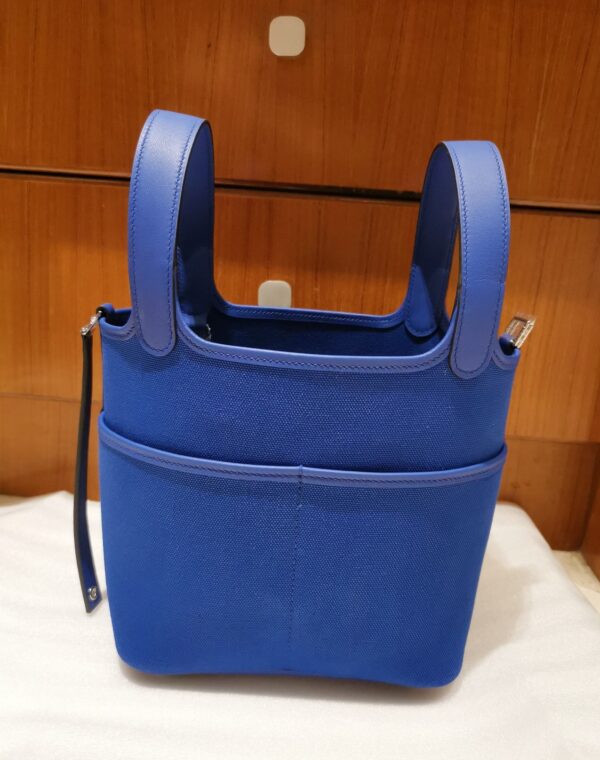 Hermes Cargo Picotin Vegetable Basket Spot Handbag - Blue 87426 - Image 4