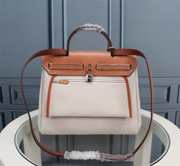 Hermes Apricot Inseam Cloth Bag – Brown 46640 - Image 4