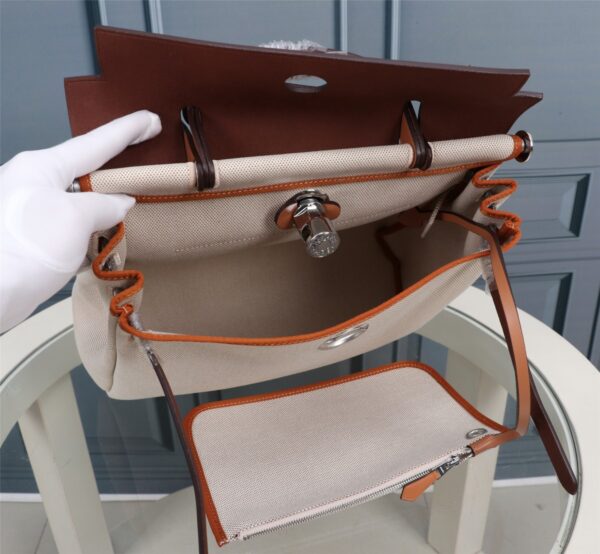 Hermes Apricot Inseam Cloth Bag – Brown 46640 - Image 3