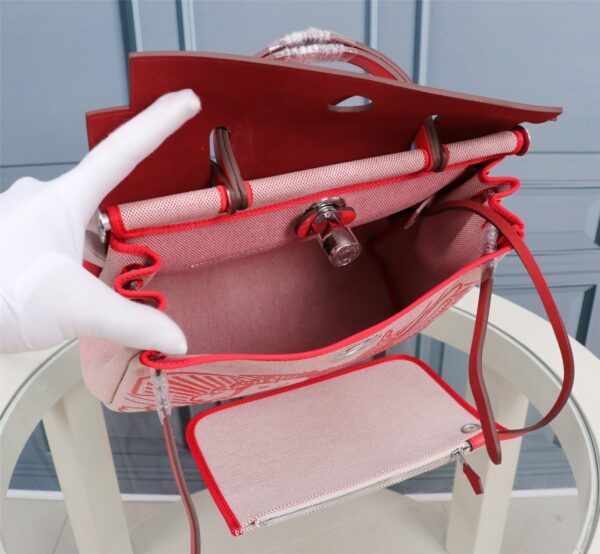 Hermes Horse Inside Seam Cloth Bag - Red 14770 - Image 3