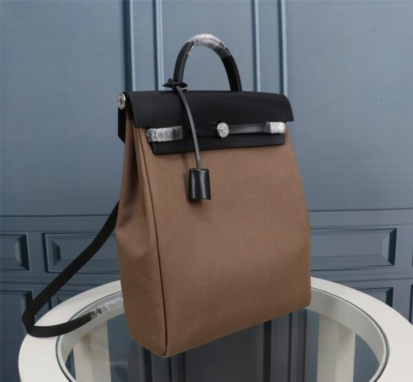 Hermes Herbag Rucksack Handbag - Elephant Grey/Black 24983 - Image 5