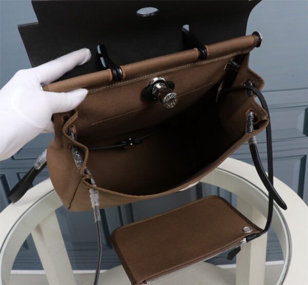 Hermes Herbag Rucksack Handbag - Elephant Grey/Black 24983 - Image 3