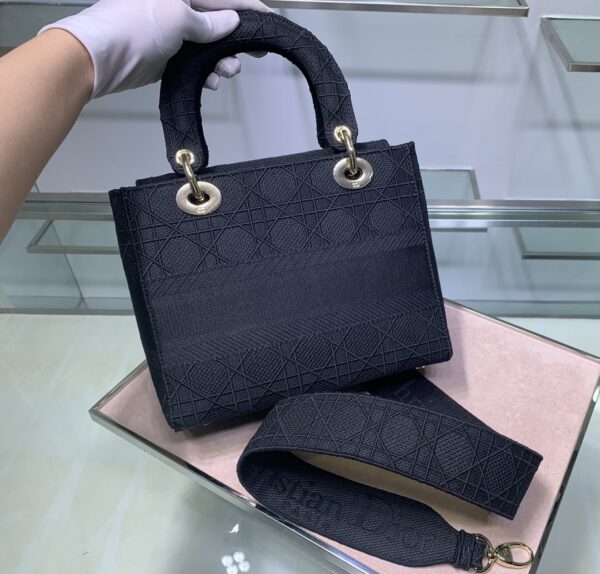 Dior Five-Grid Cannage Pattern D-Lite Handbag - Blue 22020 - Image 5