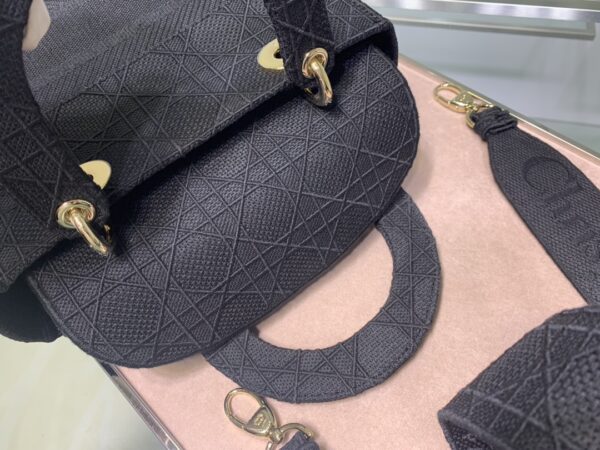 Dior Five-Grid Cannage Pattern D-Lite Handbag - Blue 22020 - Image 3