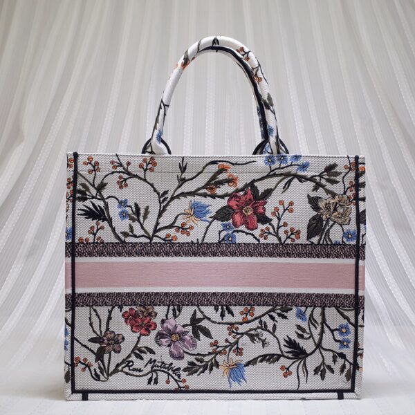 Dior Floral Book Tote Bag - White 53153 - Image 5