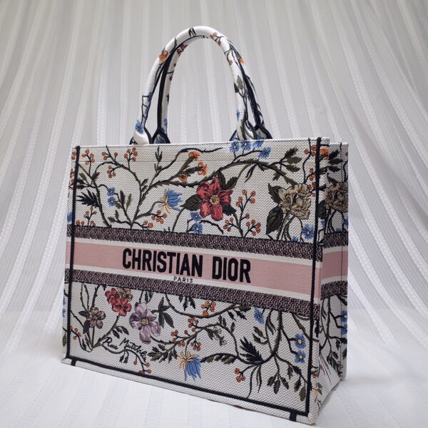 Dior Floral Book Tote Bag - White 53153 - Image 2