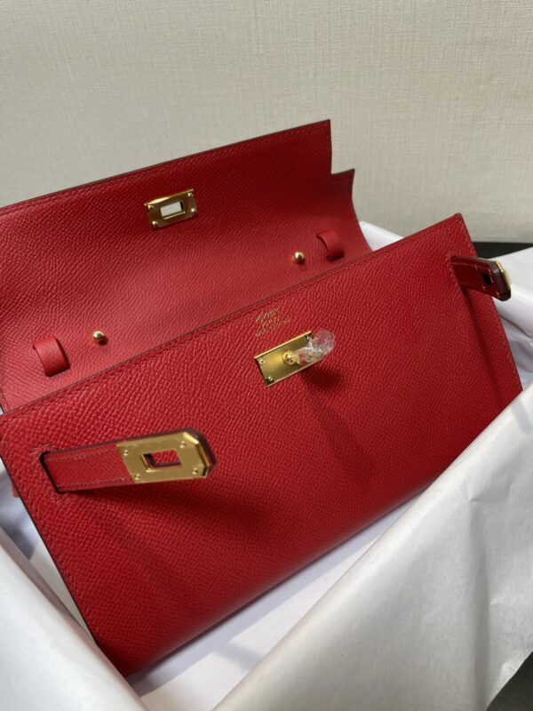 Hermes Kelly Crossbody Bag - Bright Red 24106 - Image 3