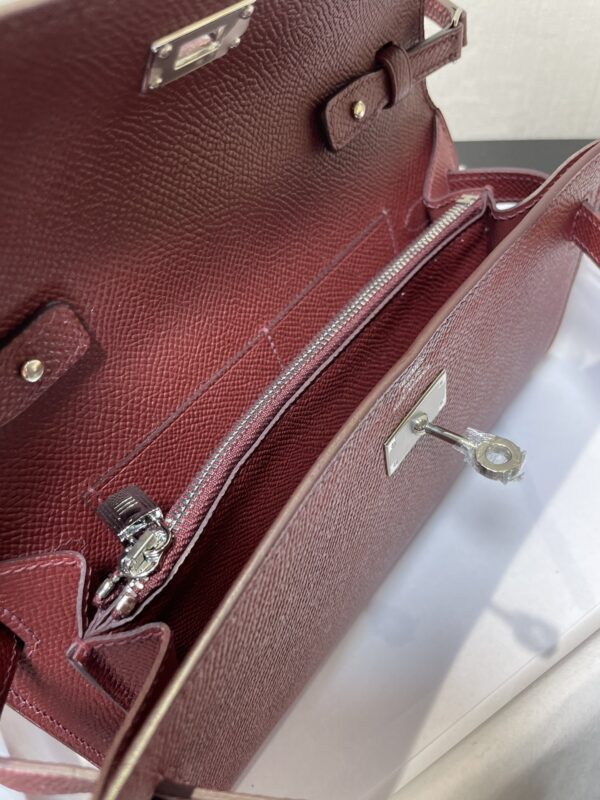 Hermes Kelly Crossbody Bag - Wine Red 39135 - Image 3