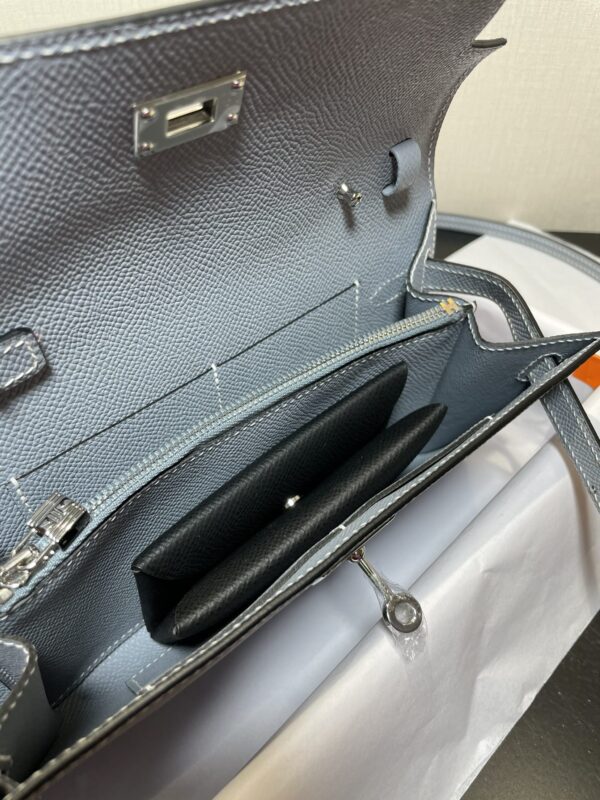 Hermes Kelly Crossbody Bag - Linen Blue 38465 - Image 3