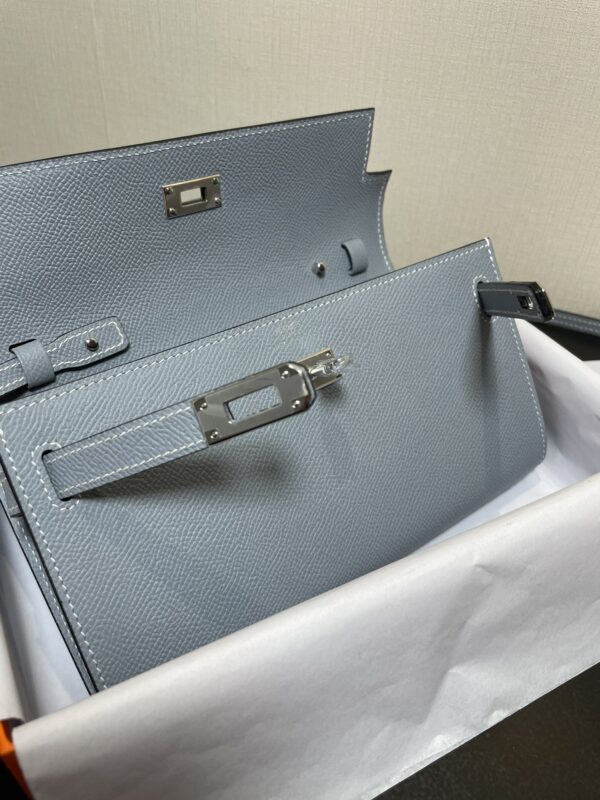 Hermes Kelly Crossbody Bag - Linen Blue 38465 - Image 4