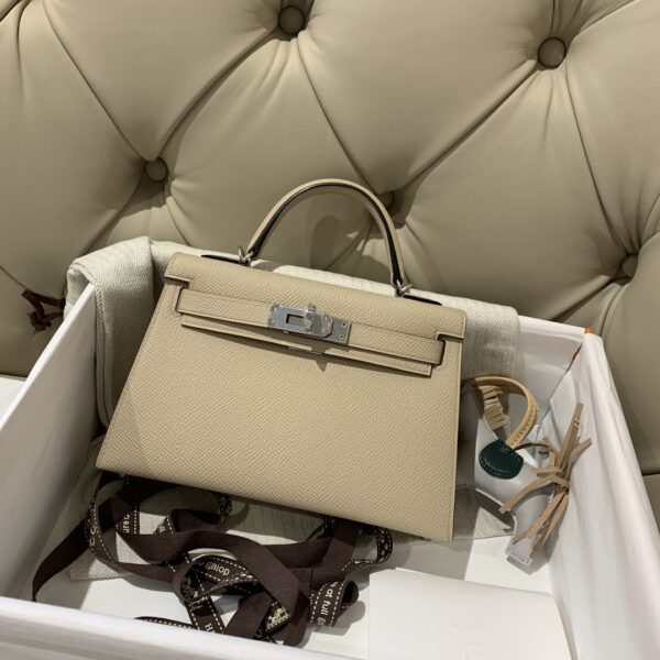 Hermes Mini 2nd Generation Handbag – Windbreaker Gray 32209 - Image 2