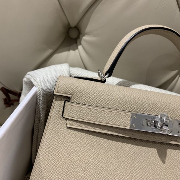 Hermes Mini 2nd Generation Handbag – Windbreaker Gray 32209 - Image 4