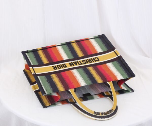 Dior Christian Book Tote Multicolor D Stripes Embroidery Bag 66448 - Image 2