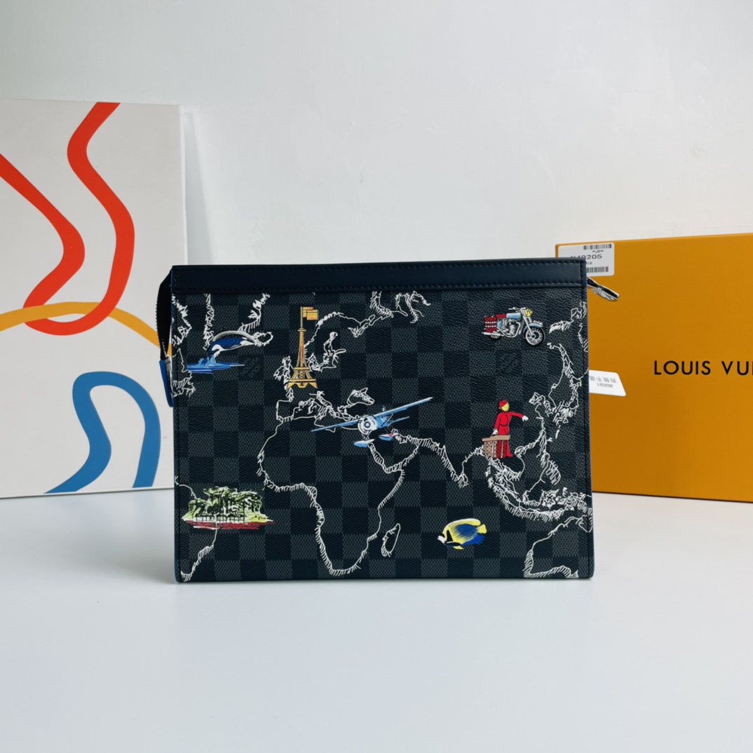 Louis Vuitton Pochette Voyage Damier Graphite Map MM Bag 89281 - Image 4