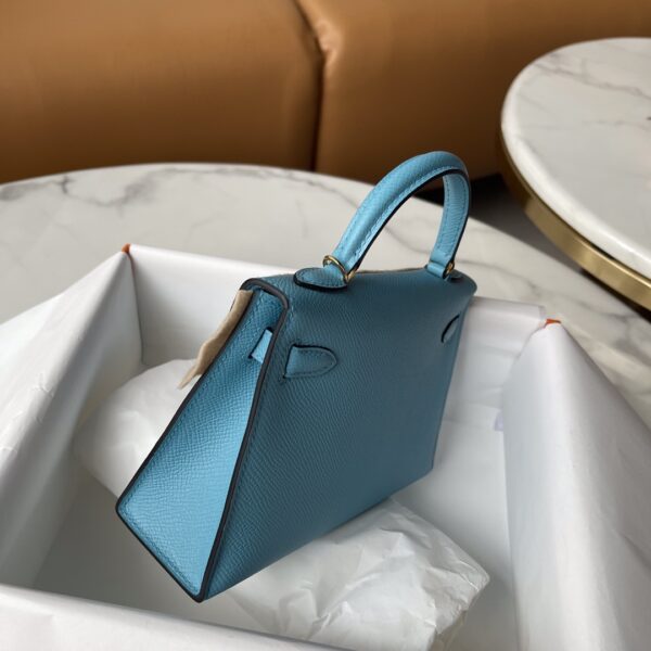 Hermes Mini Kelly Second Generation Handbag - Blue 44084 - Image 4