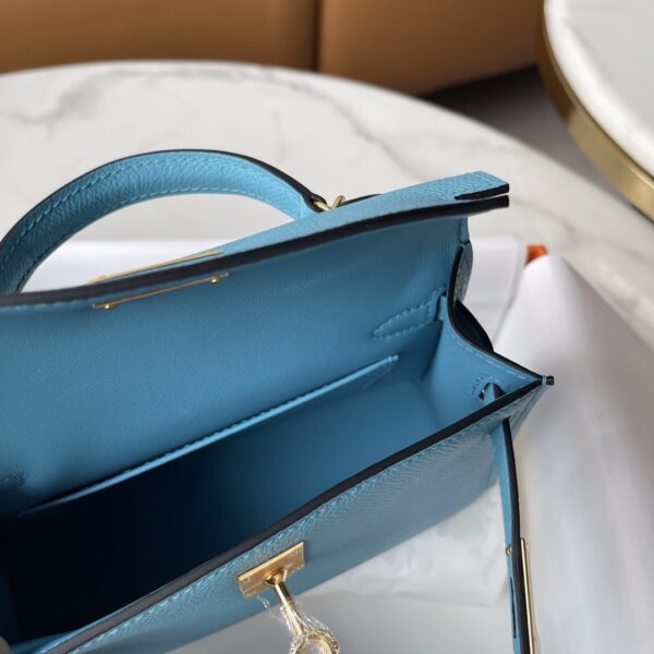 Hermes Mini Kelly Second Generation Handbag - Blue 44084 - Image 3
