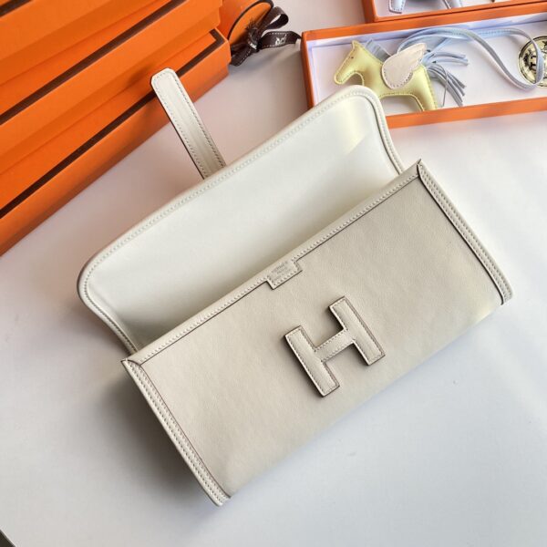 Hermes Jige Elan Sheepskin Lining Bag - White 86459 - Image 5