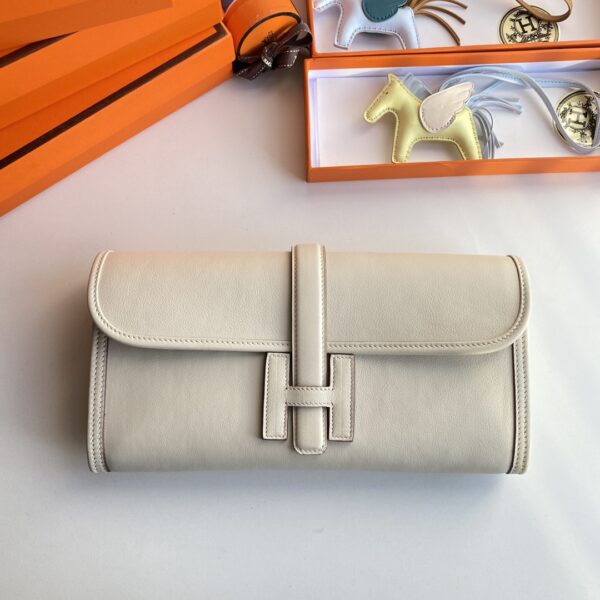 Hermes Jige Elan Sheepskin Lining Bag - White 86459 - Image 4