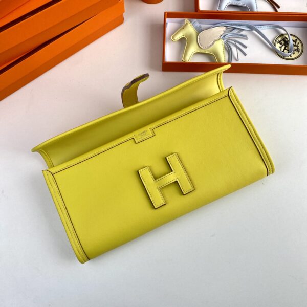Hermes Jige Elan Sheepskin Lining Bag - Yellow 28662 - Image 2