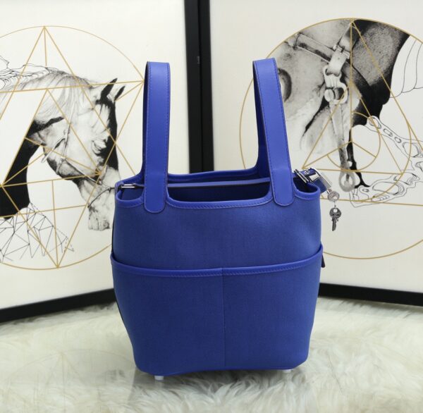 Hermes Cargo Picotin Canvas Handbag - Blue 53660 - Image 5