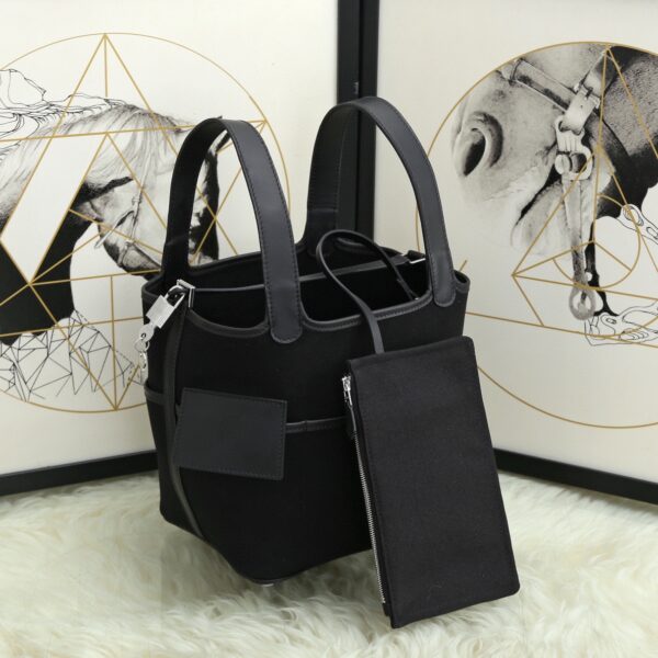 Hermes Cargo Picotin Canvas Handbag - Black 12140 - Image 5