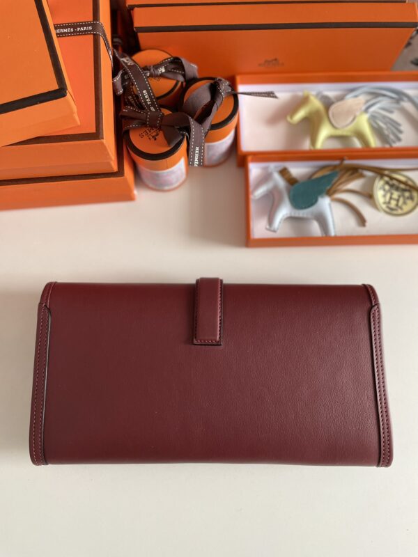 Hermes Jige Elan Sheepskin Lining Bag - Vine Red 28218 - Image 4
