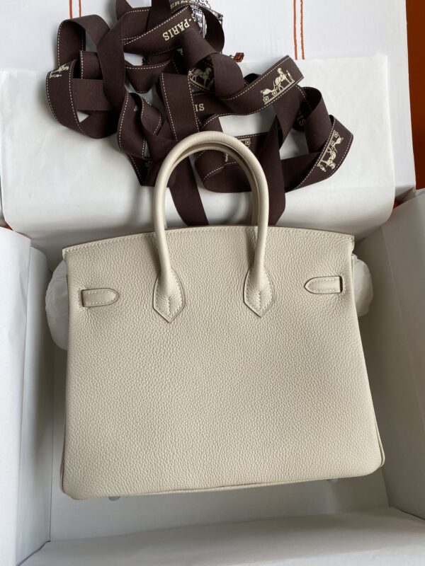 Hermes Birkin Hand-Stitched Handbag - Silver (Golden Buckle) 34751 - Image 4