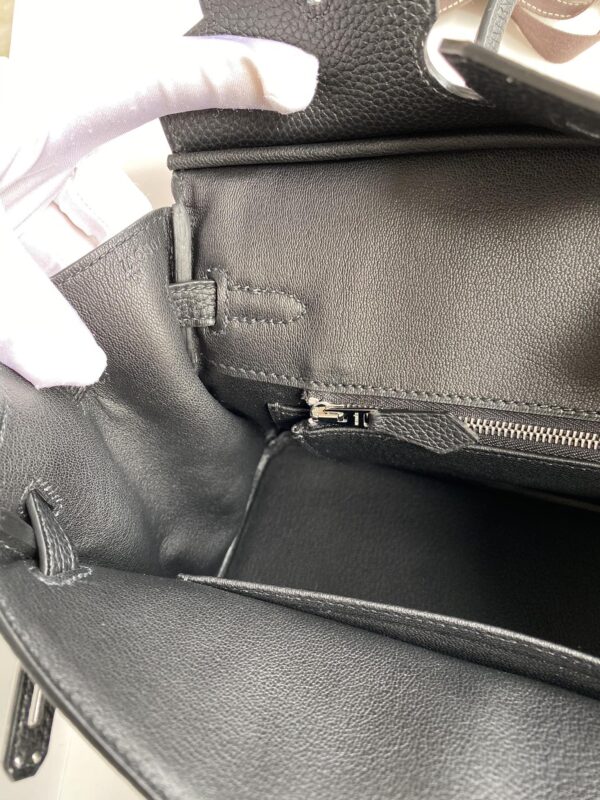 Hermes Birkin Hand-Stitched Handbag - Black (Silver Buckle) 62030 - Image 2