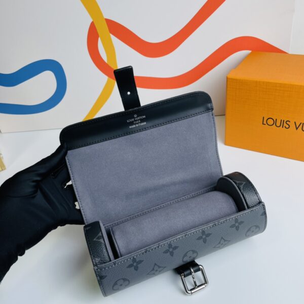 Louis Vuitton Eclipse Monogram 3 Watch Case - Gray 60938 - Image 2