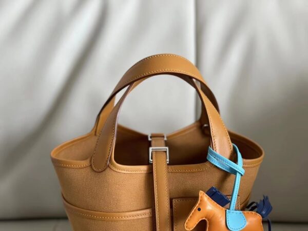 Hermes Cargo Picotin Canvas Handbag - Brown 20975 - Image 3