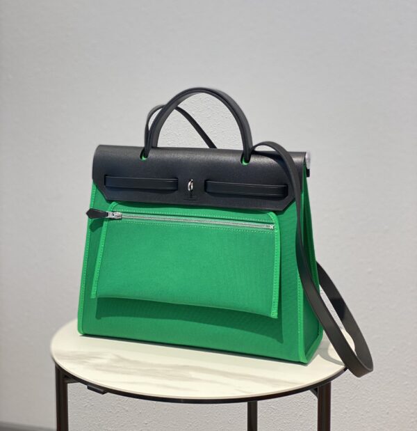 Hermes Cloth Herbag Handbag - Green 69384 - Image 4