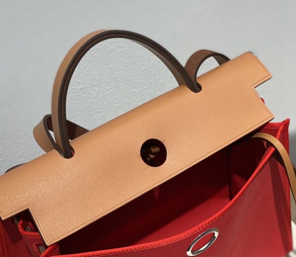 Hermes Cloth Herbag Handbag - Red 64836 - Image 4