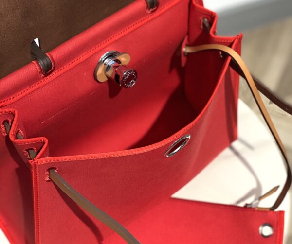 Hermes Cloth Herbag Handbag - Red 64836 - Image 2