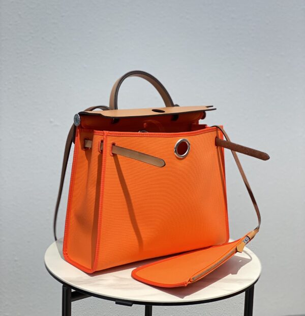 Hermes Cloth Herbag Handbag - Bright Orange 69167 - Image 3