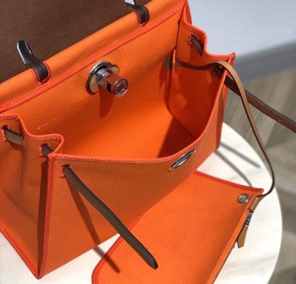 Hermes Cloth Herbag Handbag - Bright Orange 69167 - Image 5