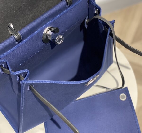 Hermes Cloth Herbag Handbag - Royal Blue 75123 - Image 3