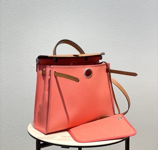 Hermes Cloth Herbag Handbag - Peach 98817 - Image 5