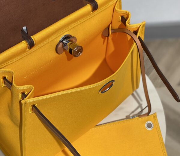 Hermes Cloth Herbag Handbag - Yellow 10928 - Image 3