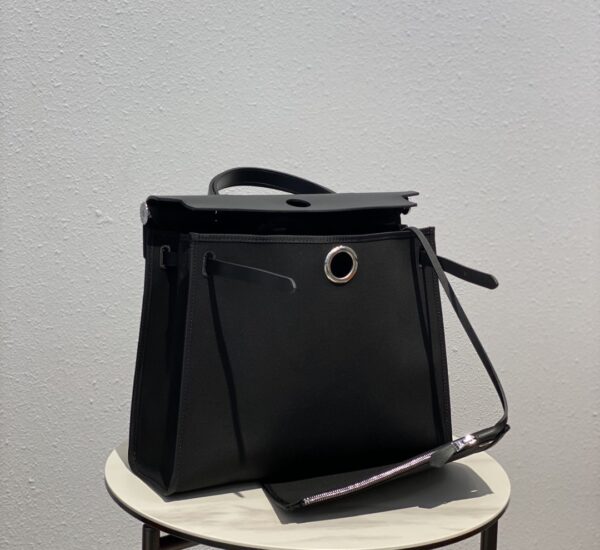 Hermes Cloth Herbag Handbag - Black 52092 - Image 5