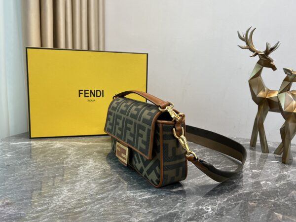 Fendi Baguette Denim Embroidered Handbag 56223 - Image 5