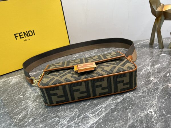 Fendi Baguette Denim Embroidered Handbag 56223 - Image 3