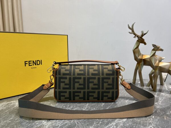 Fendi Baguette Denim Embroidered Handbag 56223 - Image 4