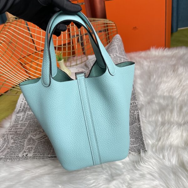 Hermes Picotin 18 Vegetable Basket Handbag - Macron Blue 54540 - Image 5