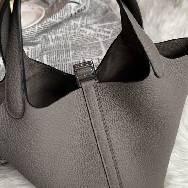Hermes Picotin 18 Vegetable Basket Handbag - Tinware Gray 11724 - Image 3